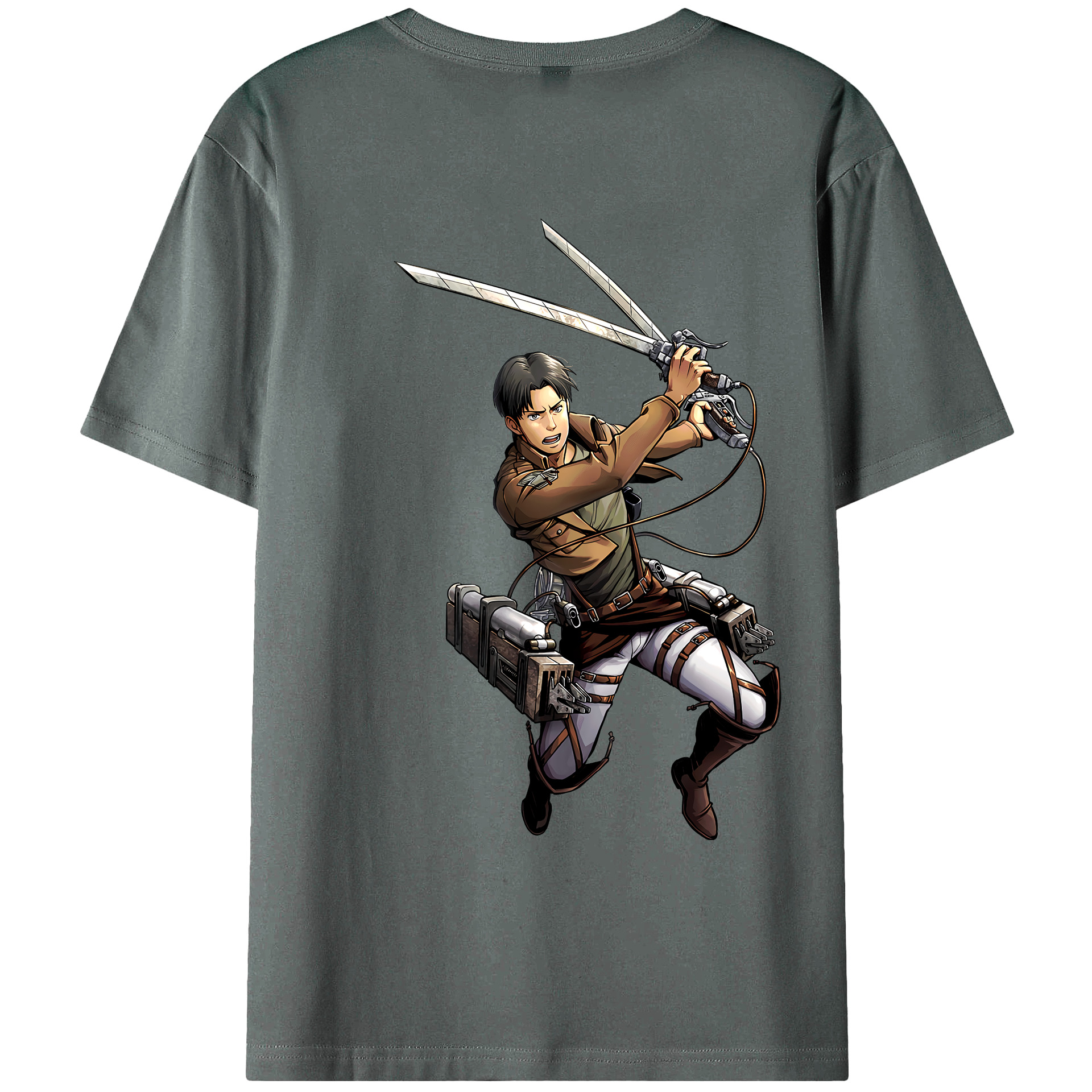 （画像用） 進撃の巨人 Attack on Titan 綿100％ メンズ半袖Tシャツ（バックプリント） 通気性